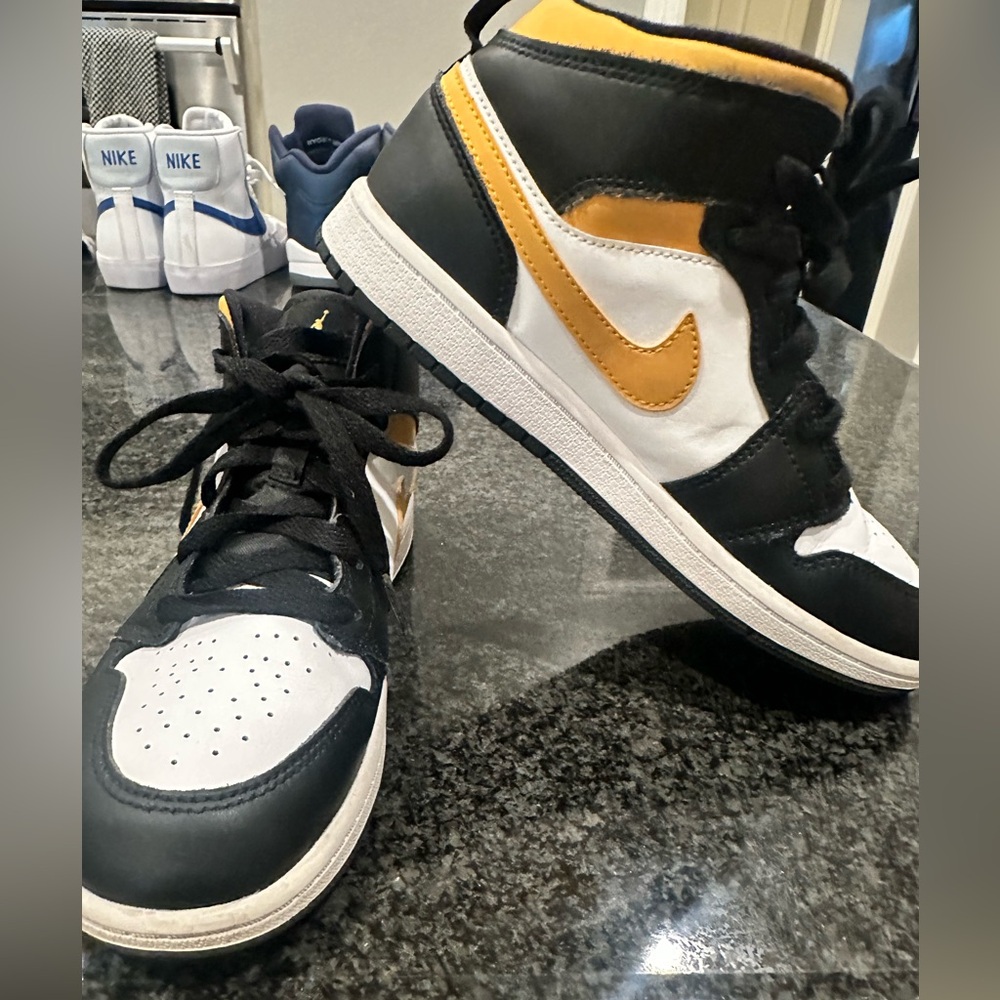Nike Jordans Black and Gold High-Top Sneakers Youth size 3Y